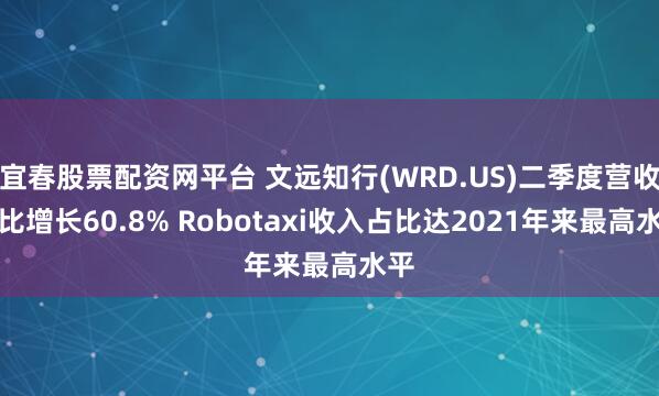 宜春股票配资网平台 文远知行(WRD.US)二季度营收同比增长60.8% Robotaxi收入占比达2021年来最高水平